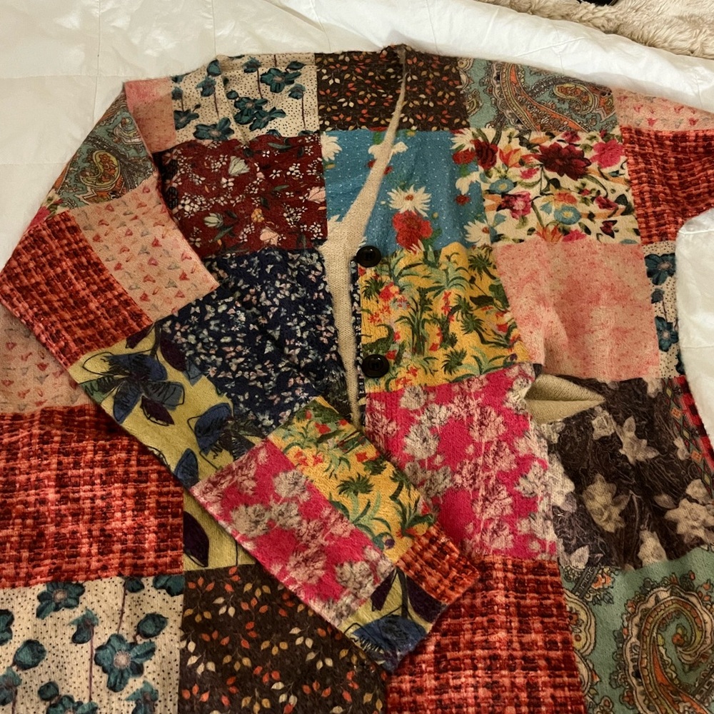 Patchwork Cardigan Sweater - Multicolor